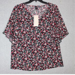 Emery Rose‎ Womens VNeck Blouse Size XL Floral NWT
